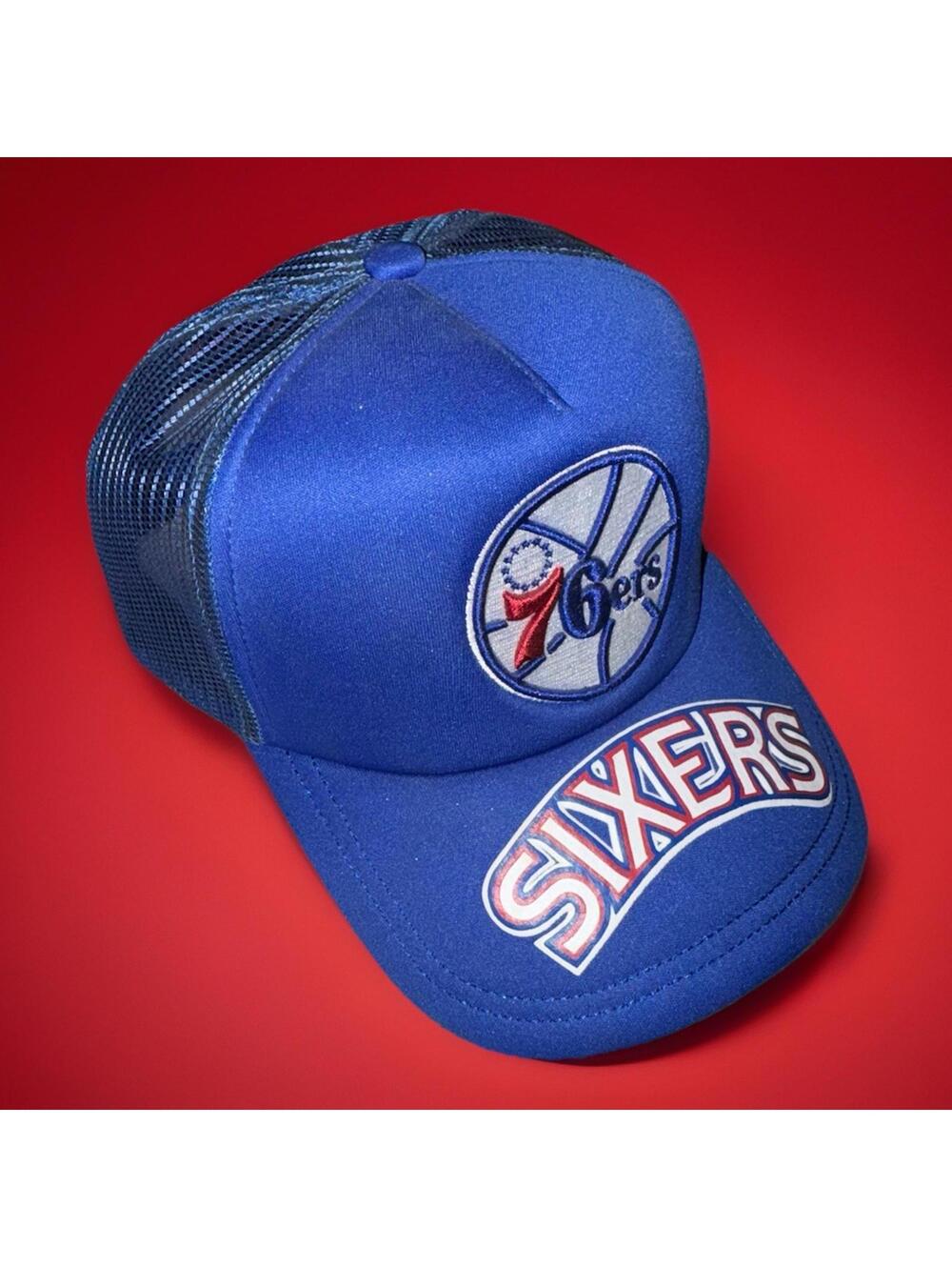 Philadelphia 76ers Mitchell & Ness Sixers Blue Trucker Hat